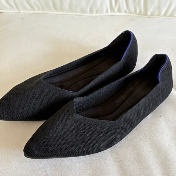 Amazon Knit Sustainable Flats 12.5 13 43 Black Academia Office Point Toe Comfort - Picture 1 of 4